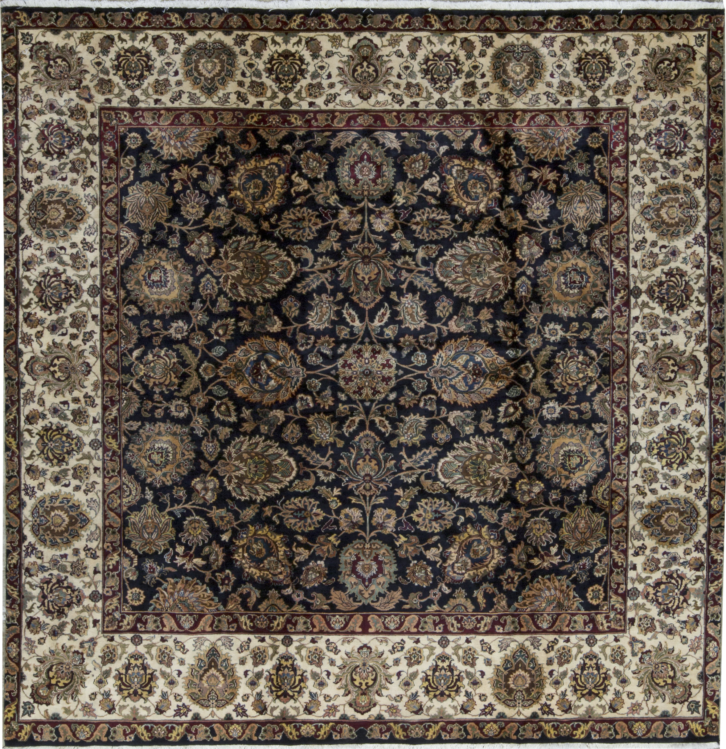 Bokara Rug Co Inc Square Oriental Hand Knotted Wool Black Cream Oriental Hand Knotted Wool Black Cream
