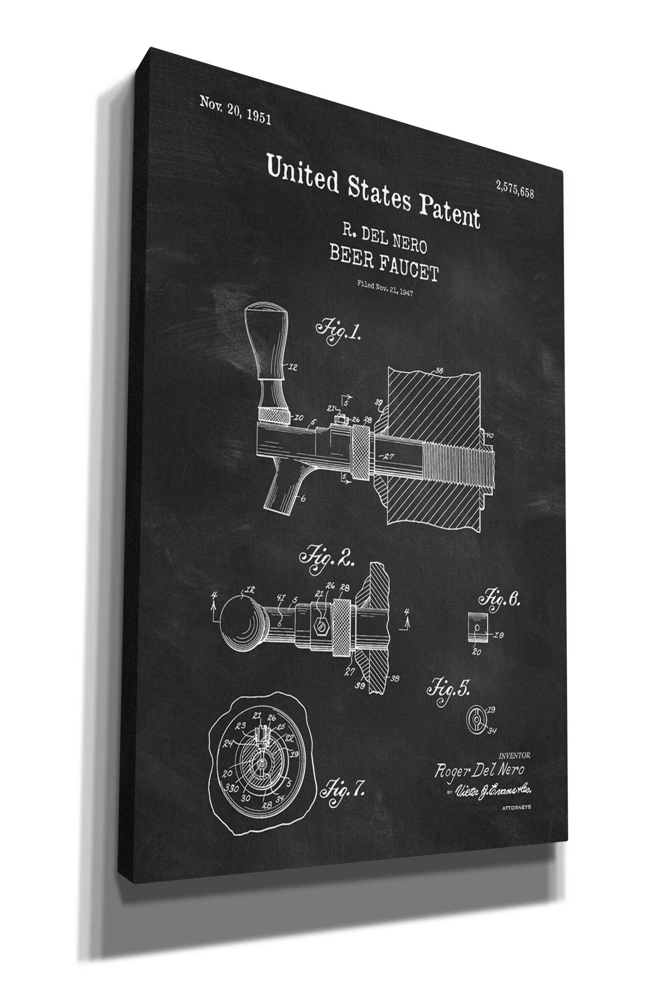 17 Stories Beer Faucet Blueprint Patent Chalkboard By Official US 