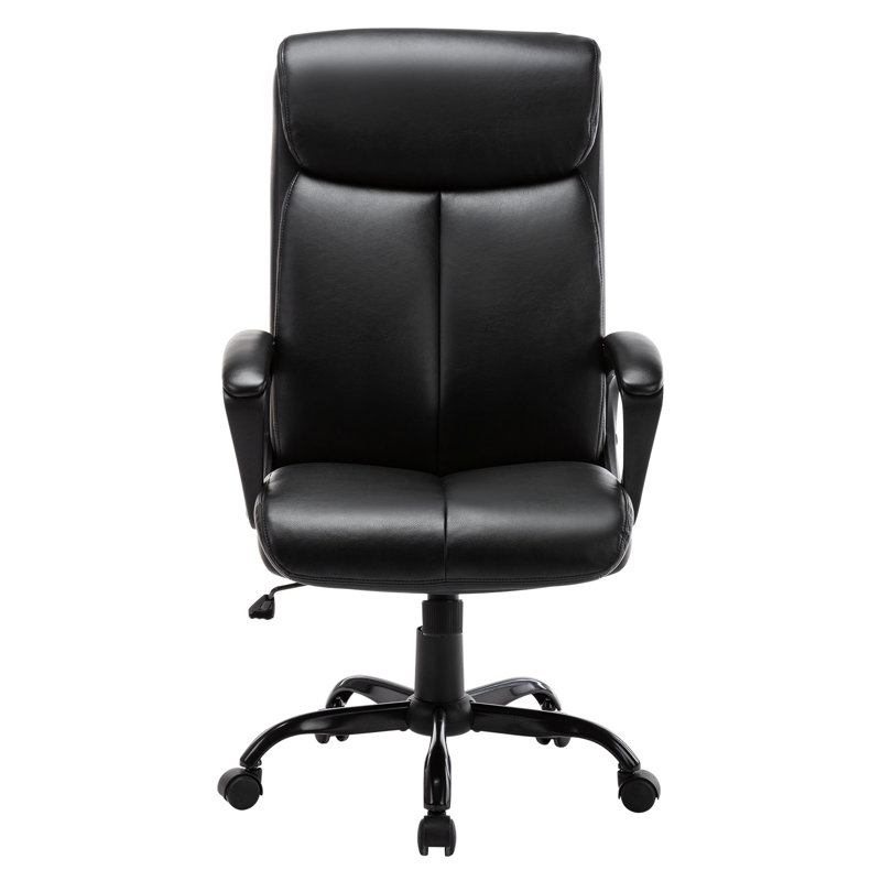 Inbox Zero High Back Office Chair Executive Bonded Leather Computer Desk Swivel Task Chair W Rocking Function Black Wayfair