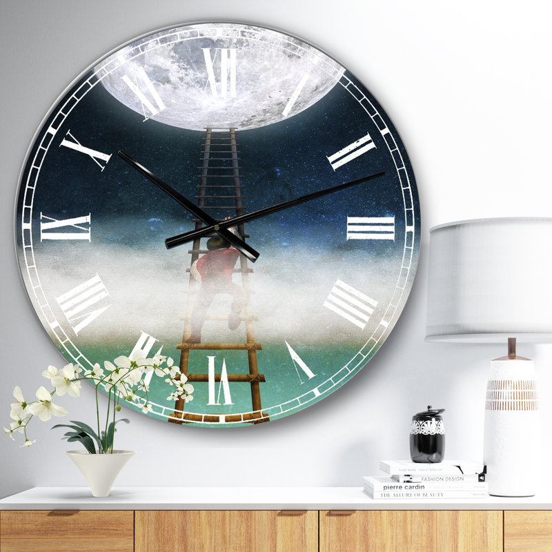 East Urban Home Oversized Reach For The Moon Wall Clock Wayfair
