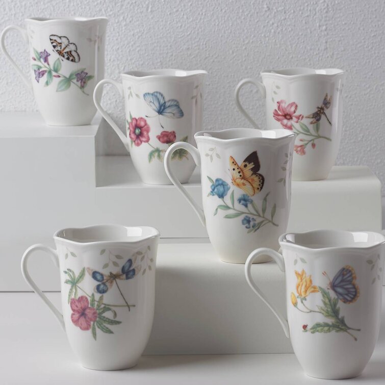 Beautiful set of Blue-Gray Lenox Butterfly Meadow mugs.
