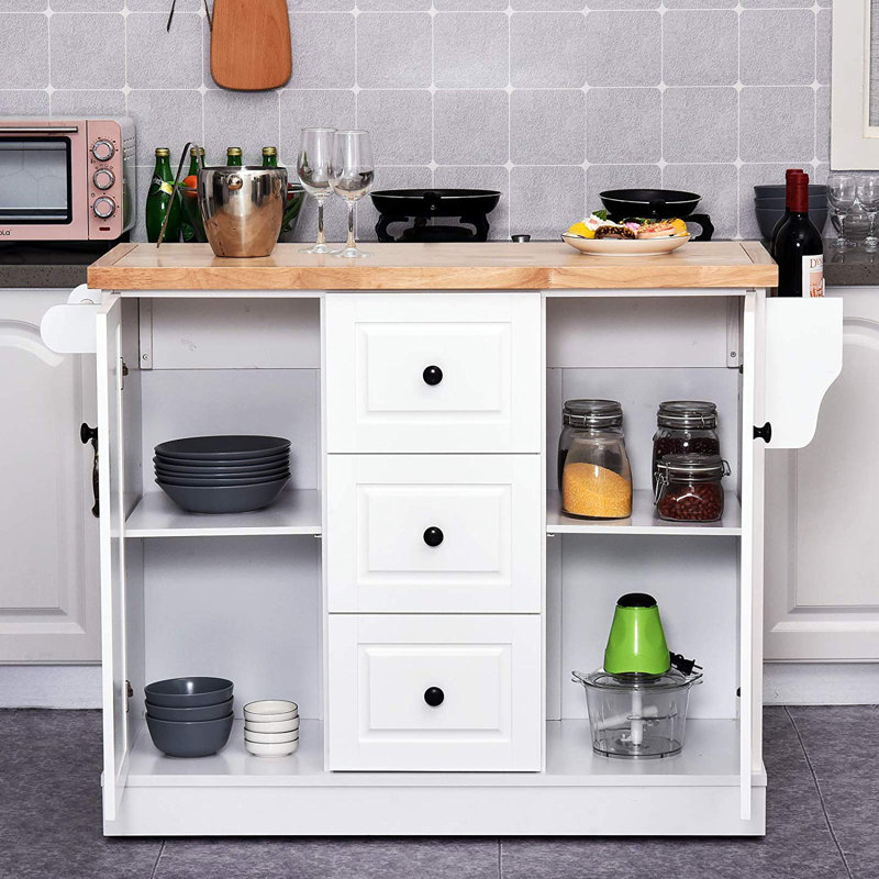 Gracie Oaks Kerlin Mobile Kitchen Island Solid Wood Wayfair