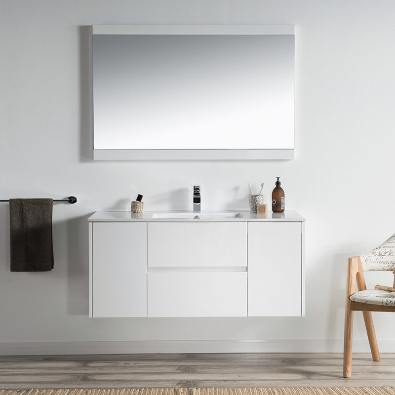 Orren Ellis Oquendo 48 Wall Mounted Single Bathroom Vanity Set With Mirror Reviews Wayfair