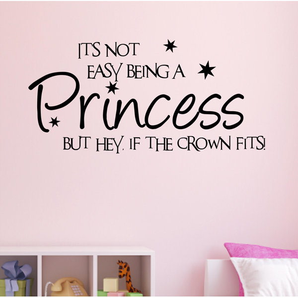 Princess Wall Sticker Girls bedroom decal crown fits nursery Wall Quote