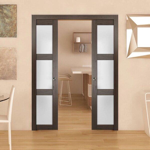 SARTODOORS Sliding French Double Pocket Doors 72 X 84 Inches Frosted ...