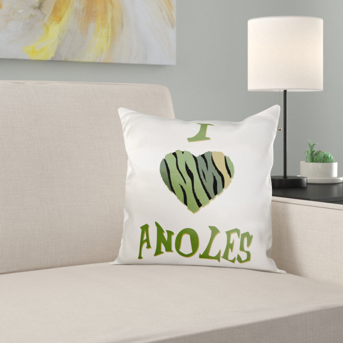 East Urban Home Camo Colored Striped I Love Anoles Pillow Cover