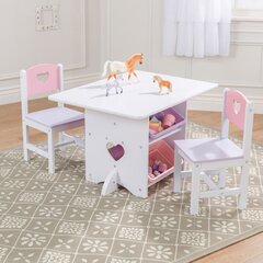Childrens Table & Chair Set White Wooden MDF Kids Furniture Bedroom Play Desk 