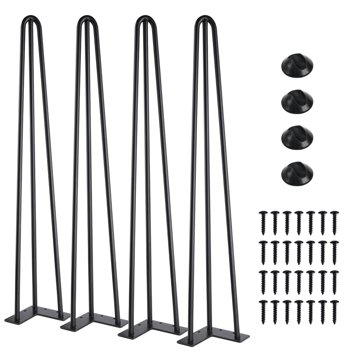 4 Pcs 28"30"Hairpin Table Legs Heavy Duty Satin Black Steel Rods for Industrial 