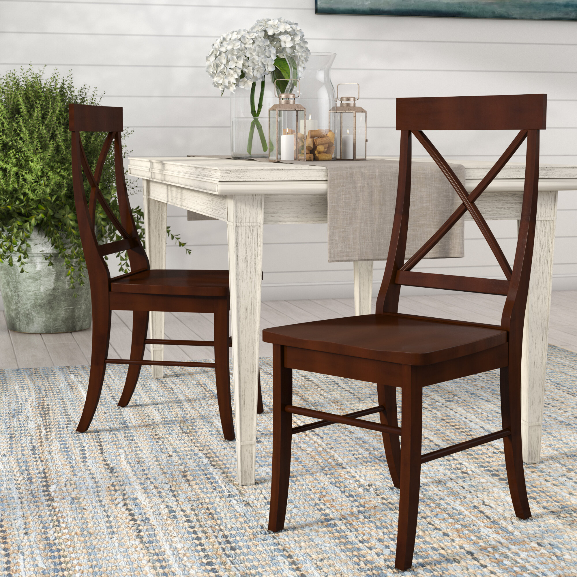 cross back wood dining chair