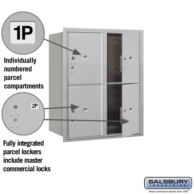 Salsbury Industries Recessed Private Aluminum 4 Unit 4c Horizontal Package Drop Wayfair