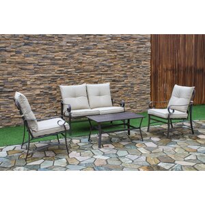 Tony Steel Frame 4 Piece Conversation Set with Cushions