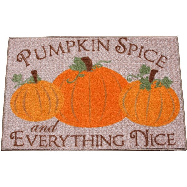 The Holiday Aisle® Southwood Pumpkin Thanksgiving Beige/Orange Area Rug ...