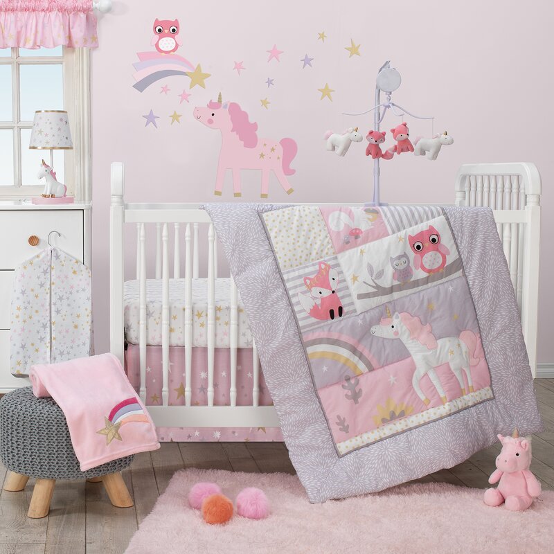 Beautiful Unicorn Cot Bed Duvet Cover Bumper Pillowcase And Nappy