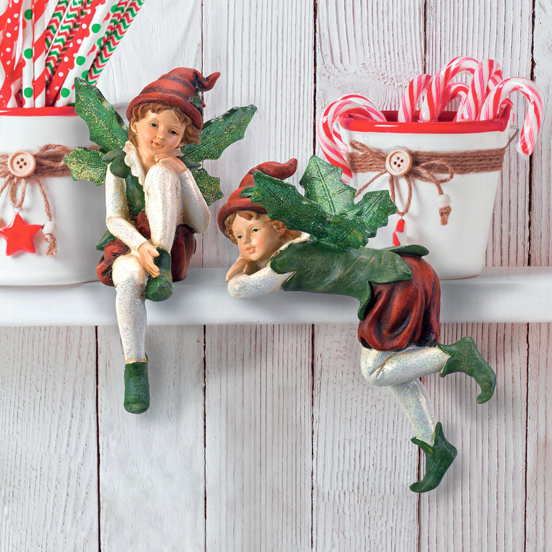 Design Toscano Santa S Christmas Elves Shelf Sitter 2 Piece Sculpture Set Reviews Wayfair Ca