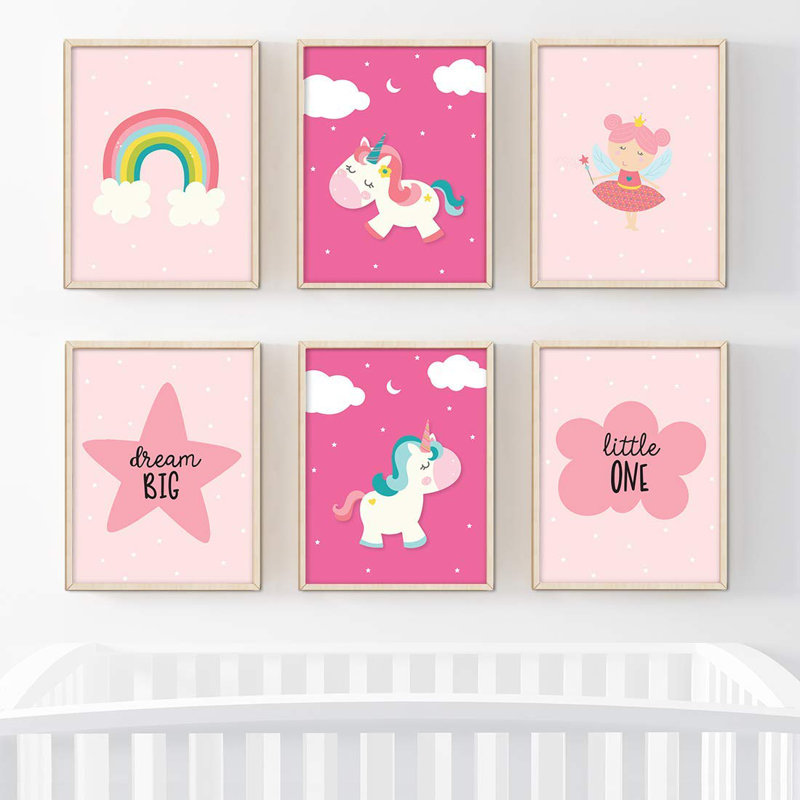 Harriet Bee Deaux Dream Big Little One Unicorn 6 Piece Set Paper Print Wayfair