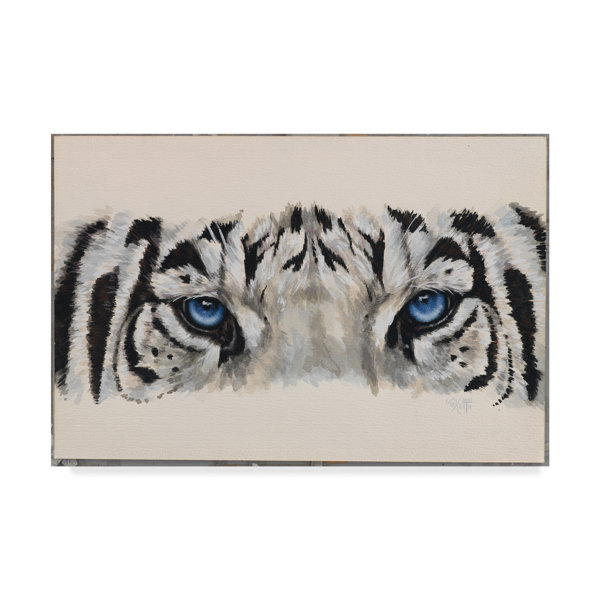 Trademark Art Eye Catching White Tiger Oil Painting Print On