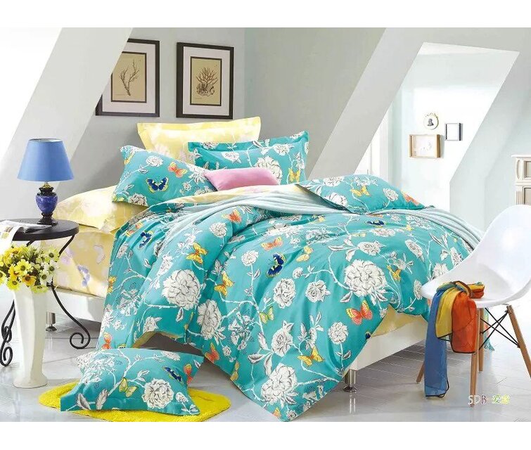 Stephanie Reversible Butterfly Design Duvet Cover and Pillowcases Bedding Set 