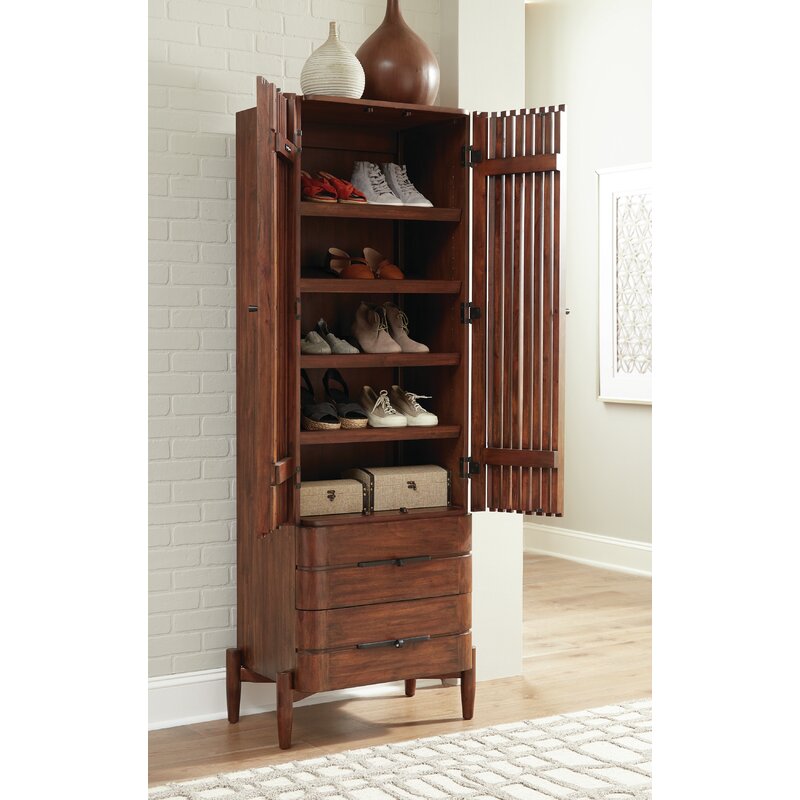 Corrigan Studio Cobbs 2 Drawer Shoe Cabinet Desert Teak Wayfair