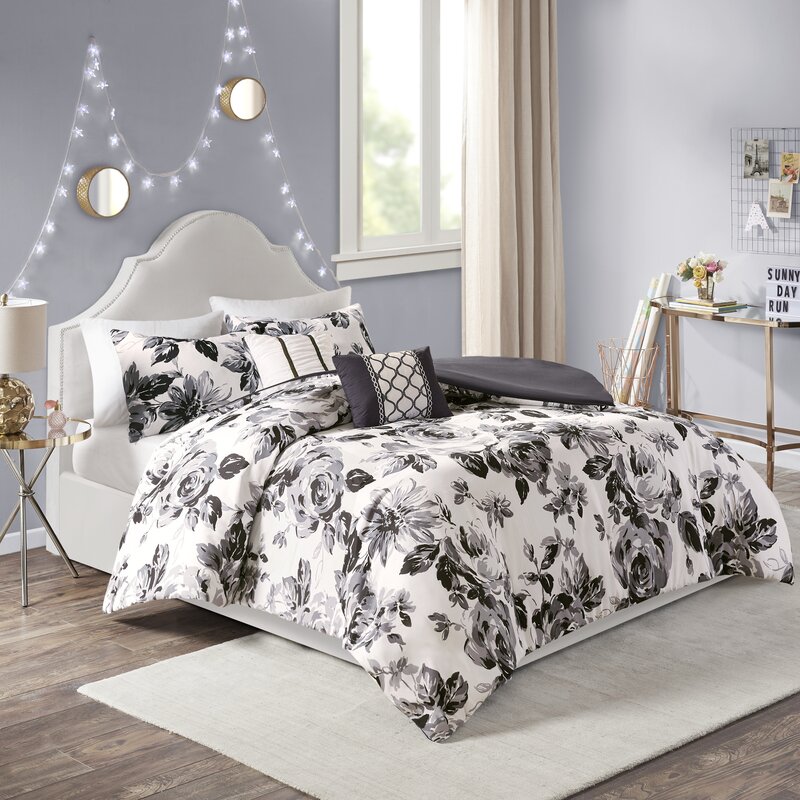 Three Posts Teen Leyt Floral Print Duvet Cover Set Reviews Wayfair