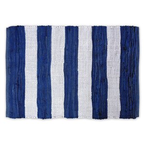 Harpersfield Stripe Rag Hand-Knotted Blue Area Rug