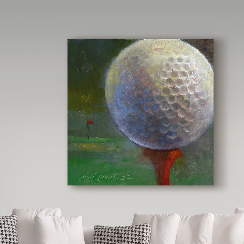 Trademark Art Golf Ball Centered Acrylic Painting Print On Wrapped Canvas Reviews Wayfair
