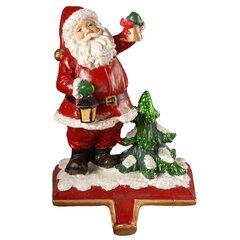 Holiday Santa Statue Christmas Stocking Holder Fireplace Mantle Shelf Sitter NEW 