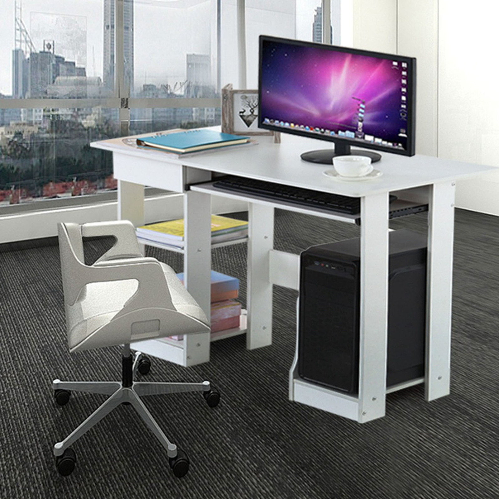 35 inch white desk