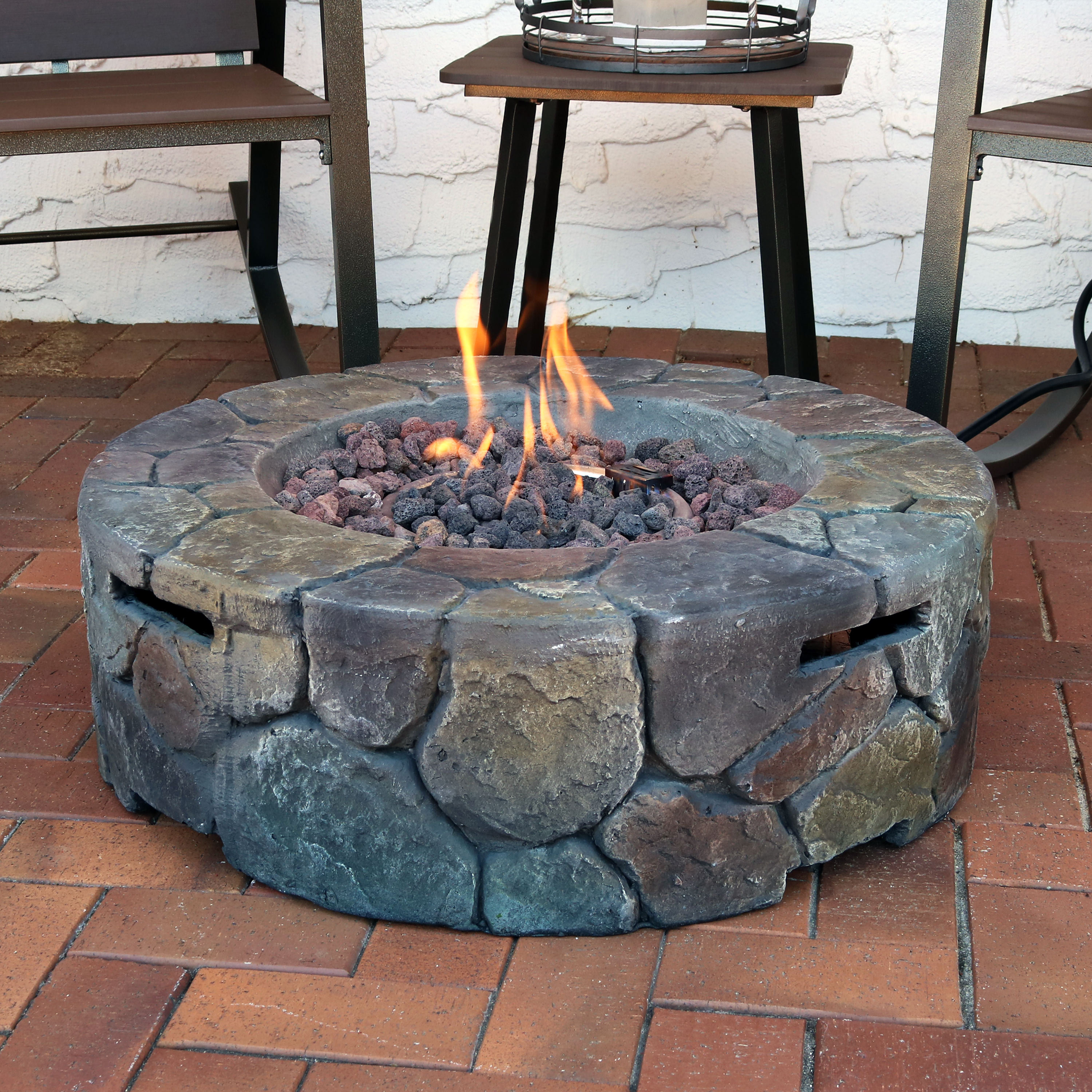 Loon Peak Blaser Cast Stone Propane Fire Pit Reviews Wayfair Blaser Cast Stone Propane Fire Pit