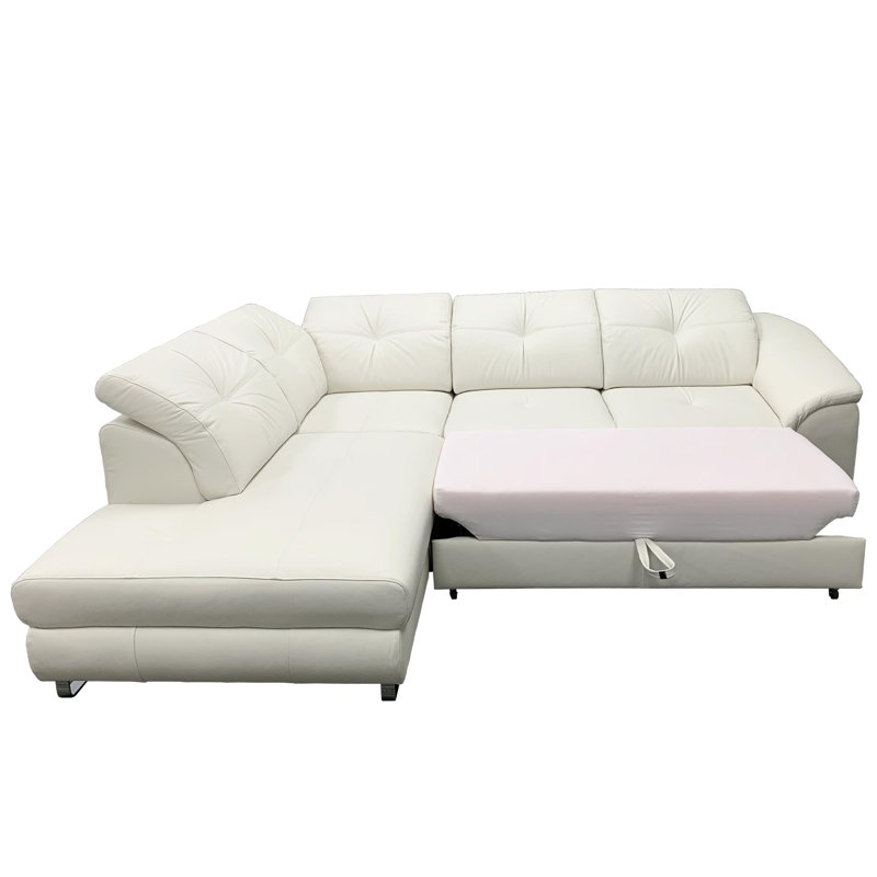 Orren Ellis Hannahs 110 Genuine Leather Sleeper Sofa Chaise