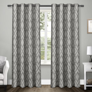 Britain Contemporary Geometric Blackout Grommet Curtain Panel (Set of 2)