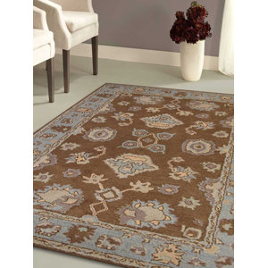 Abraham Vintage Hand-Tufted Wool Brown/Light Blue Area Rug