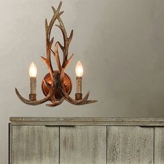 NEW LARGE 22"H ANTLER RUSTIC LODGE GOLD HORN 3 Candle Holder Wall Sconce SET/ 2 