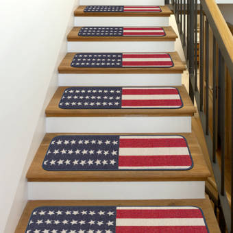 Longshore Tides Johns Trellis Design Navy Stair Tread Reviews Wayfair