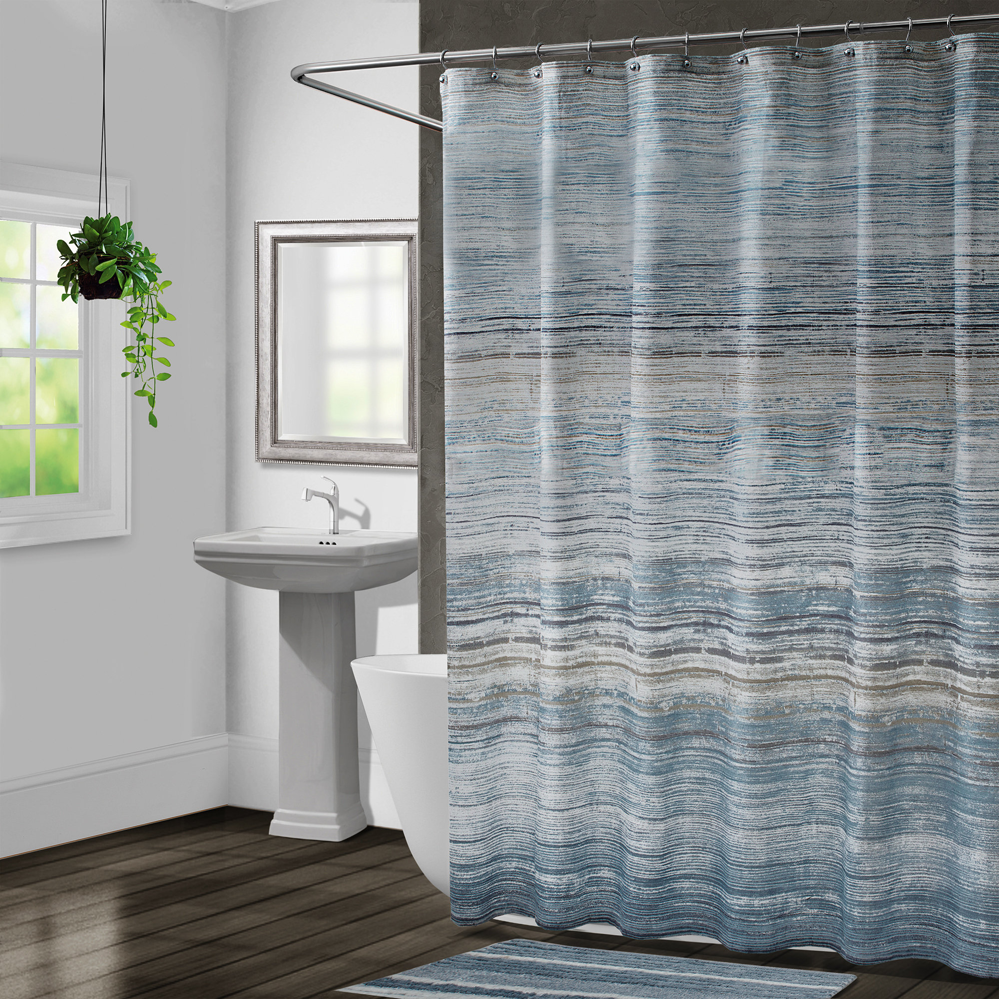 mint blue shower curtain