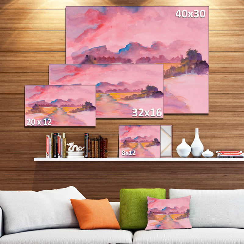 East Urban Home Landscapes Abstract Pink Fine Art Print On Wrapped Canvas Wayfair