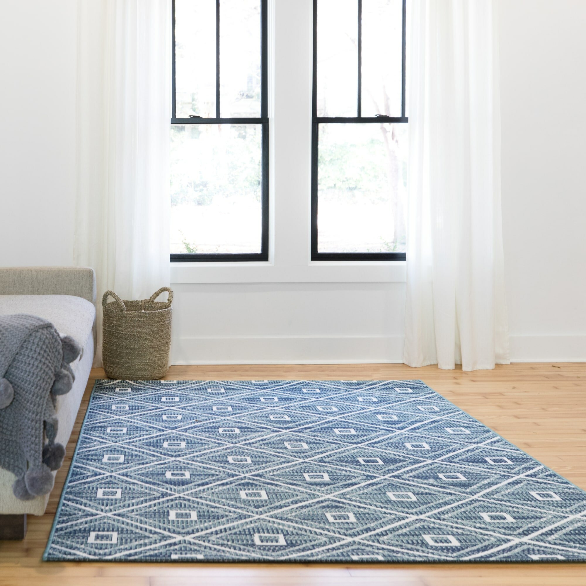 George Oliver Mccreary Geometric Teal Indoor Outdoor Area Rug Reviews Wayfair