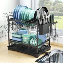 Hanging Dish Drying Rack Wall Mount Dish Drainer,3 Tier Kitchen Plate Bowl Spic 