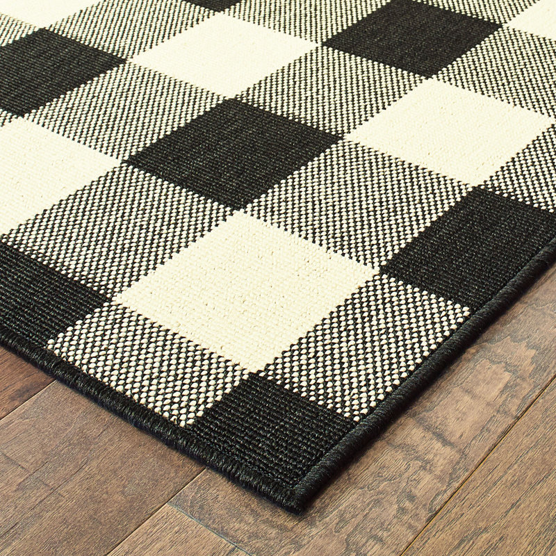 Wiest Plaid Black Cream Indoor Outdoor Area Rug Reviews Joss Main