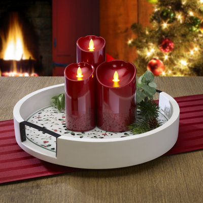 Pfaltzgraff Winterberry 16 in. Mango Wood Lazy Susan Serving Tray