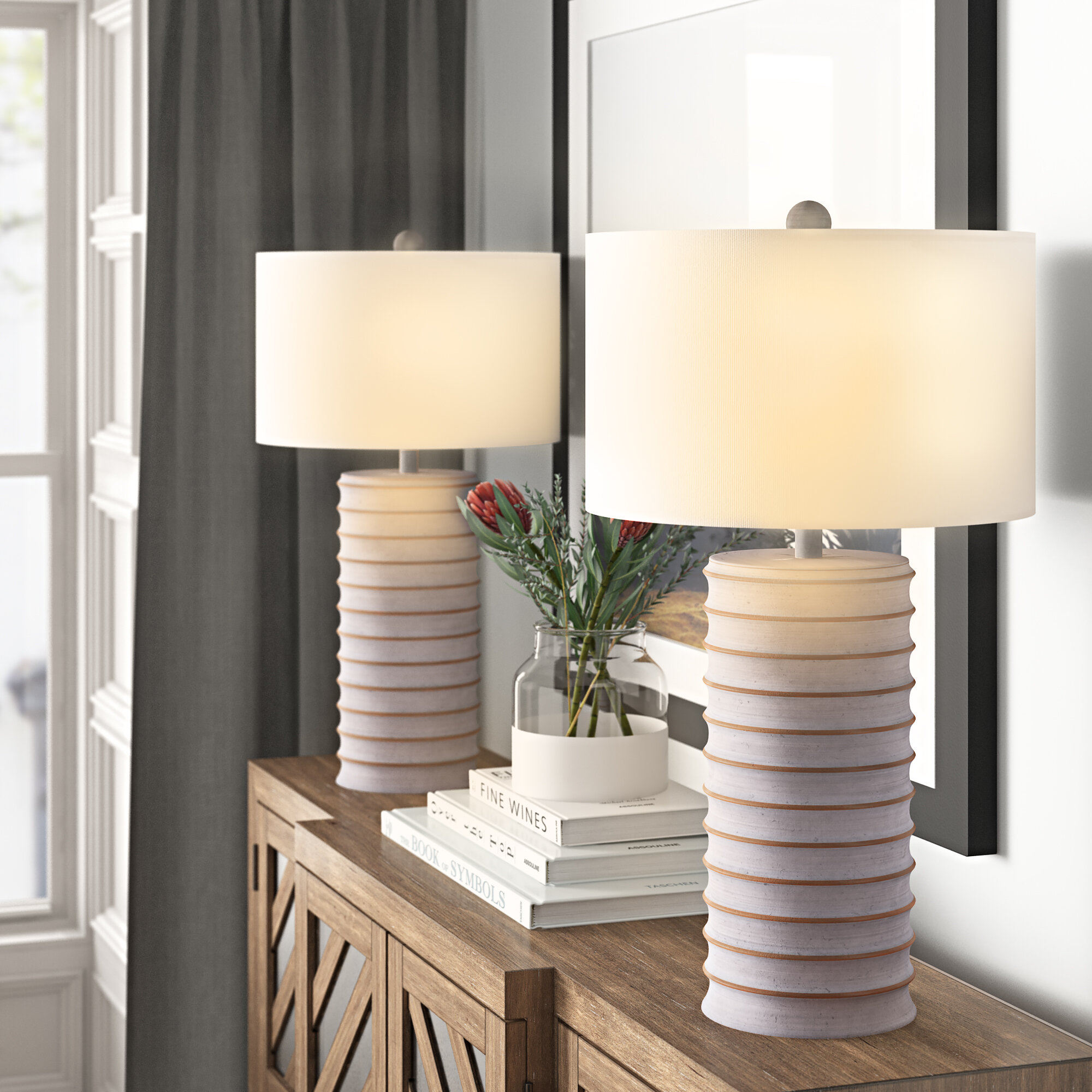 Moira 285 White Washed Standard Table Lamp Set Reviews Joss Main