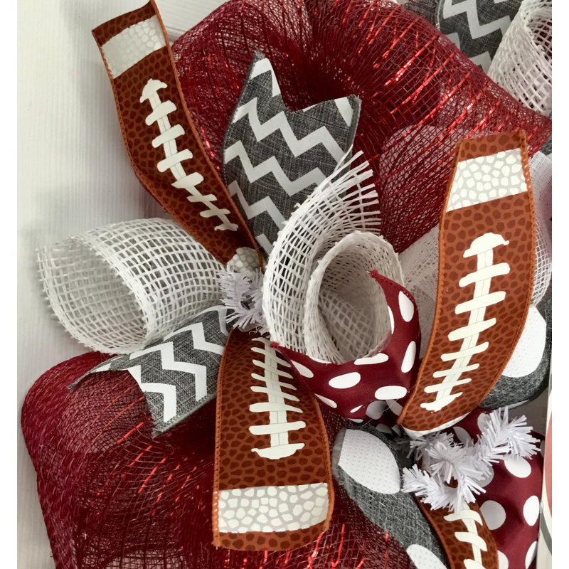 The Holiday Aisle Football Sports Handmade 24 Deco Mesh Wreath Wayfair
