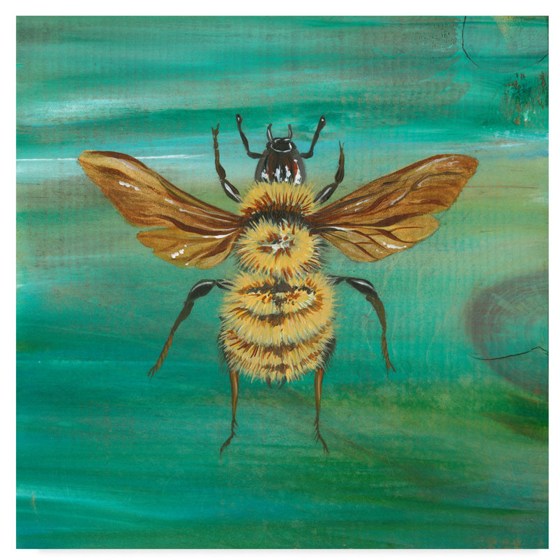 Trademark Art Yellow Bumble Bee Acrylic Painting Print On