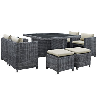 Go to store & view more images Keiran 9 Piece Outdoor Patio Dining Set with Sunbrella Cushions by Brayden Studio