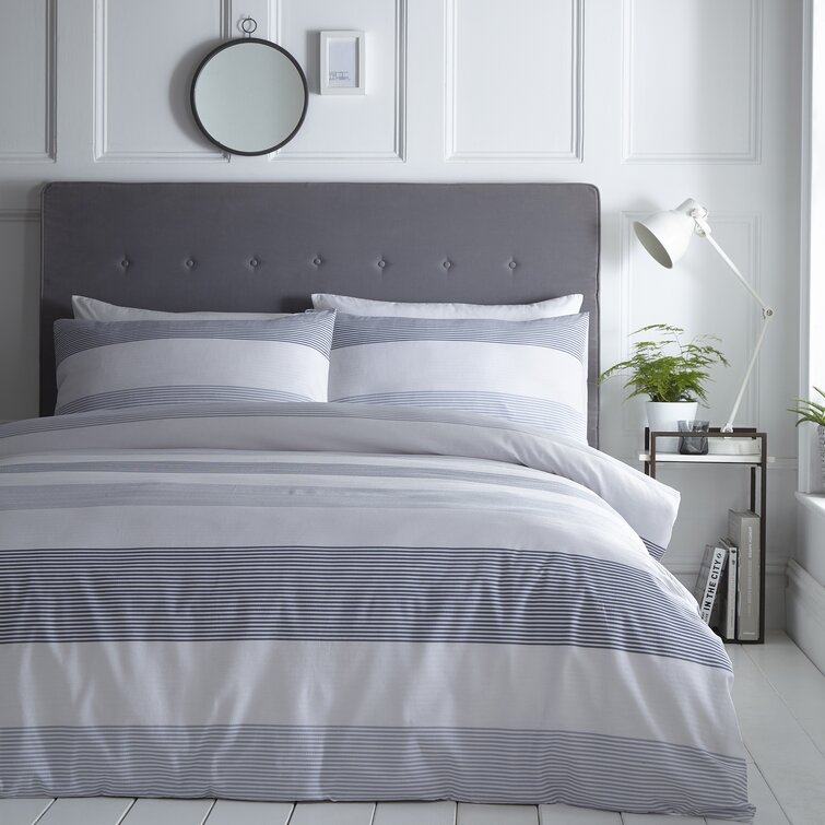 silent night grey stripe bedding