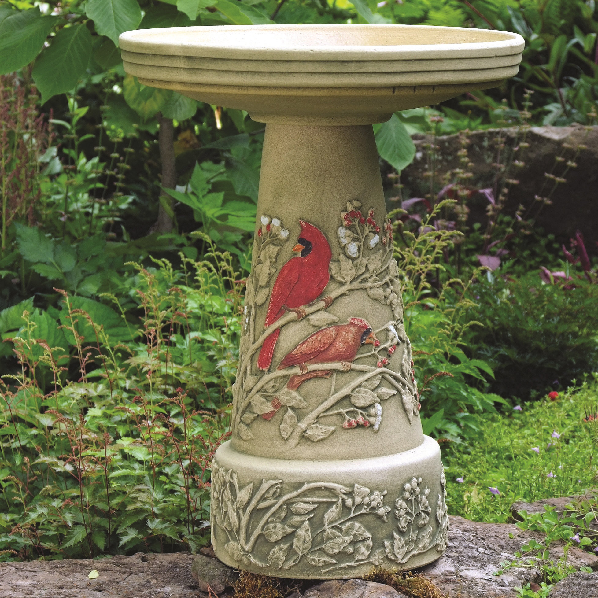Ceramic Bird Baths You Ll Love Wayfair Burley Clay Summer Cardinal Birdbath