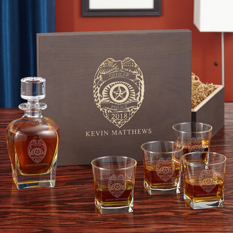 Police Badge Custom 5 Piece Beverage Serving Set