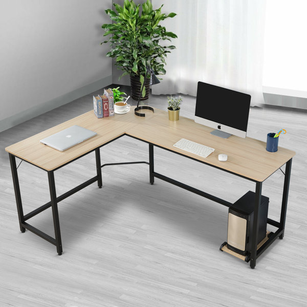 Latitude Run Modern And Stylish L Shaped Desk Unique Corner Computer Table High Quality And Durable Home Office Desks With Electrostatic Powder Coating Surface Work Tables For Home Office School Natural Wayfair Ca
