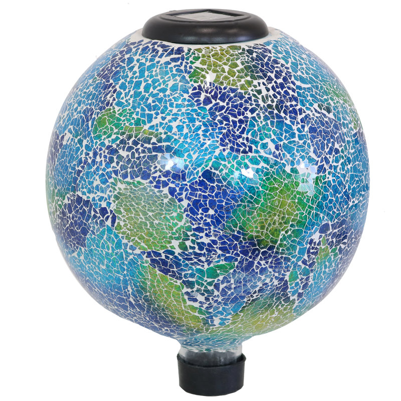 World Menagerie Richy Crackled Glass With Led Solar Light Gazing Ball Reviews Wayfair