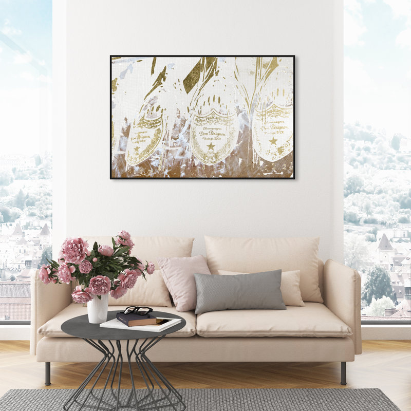 Drinks and Spirits Champagne Bottle Showers - Graphic Art Print on Canvas