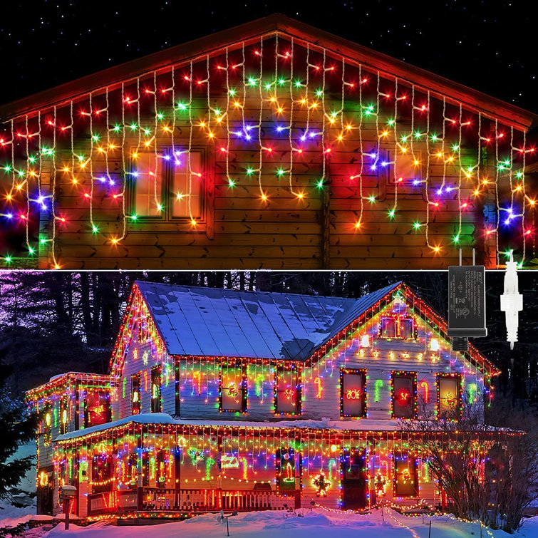 Multicolor Icicle Lights The Holiday Aisle Led Icicle Lights Indoor Outdoor Christmas String Lights 32ft 80 Drops 400 Leds Window Connectable Starry Twinkle Fairy Lights 8 Modes For Wedding Party Garden Porch Decor Wayfair